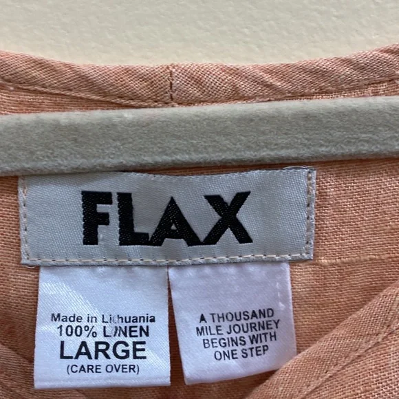 Flax women’s large peach color short sleeve linen top - Picture 2 of 4